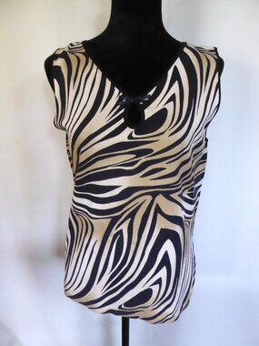 WORLD REPUBLIC SLEEVELESS ANIMAL PRINT SHIRT KNIT LARGE BLACK TAN (WORN ONCE)